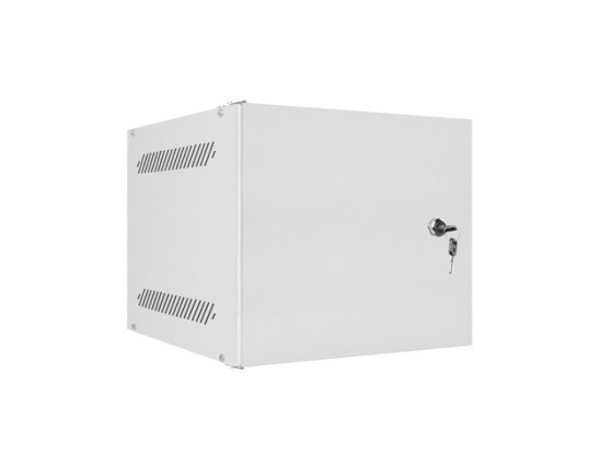 Стелажна шафа 10" для настінного кріплення, 4U/280×310 (у розібраному вигляді) з металевими дверцятами, сіра, LANBERG