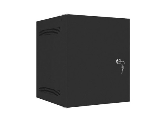 Стелажна шафа 10" для настінного монтажу, 6U/280×310 (у розібраному вигляді) з металевими дверцятами, чорна, LANBERG