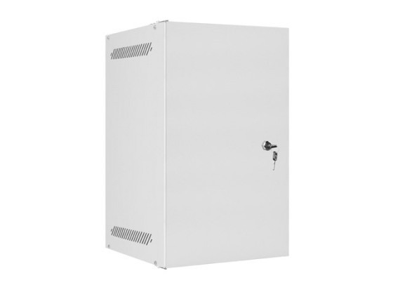 Стелаж 10" для настінного монтажу, 9U/280×310 (у розібраному вигляді) з металевими дверцятами, сірий, LANBERG