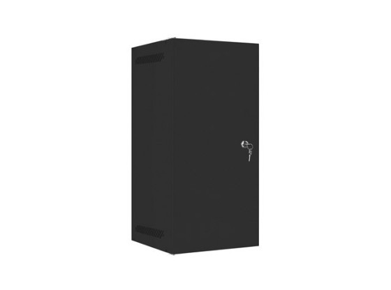 Стелаж 10" для настінного кріплення, 12U/280×310 (у розібраному вигляді) з металевими дверцятами, чорний, LANBERG