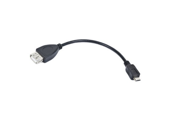 Кабель USB Micro (M) → USB-A (F) 2.0, 0,15 м, OTG, чорний, OEM, LANBERG