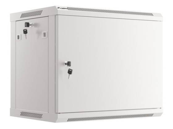 19-дюймова настінна стійка 9U/600×450 (у розібраному вигляді) з металевими дверцятами, сірого кольору, LANBERG
