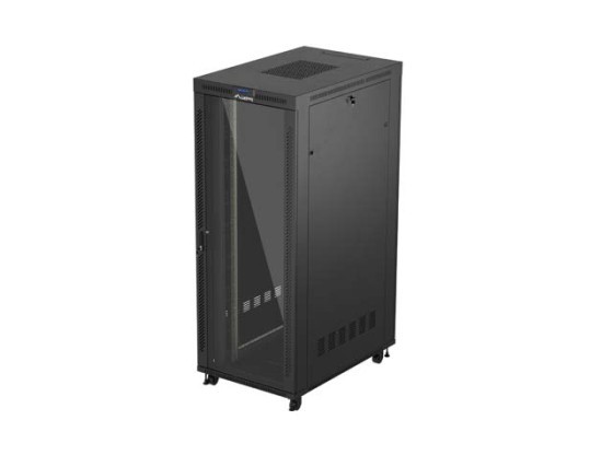 19-дюймова автономна стійка 42U/800×1200 (у розібраному вигляді) зі скляними дверцятами для РК-дисплея, чорна, LANBERG V2