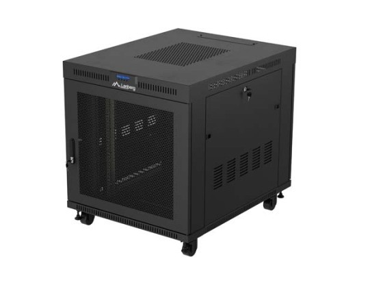 19-дюймова автономна стійка 15U/800×1000 (у розібраному вигляді) з сітчастими дверцятами для РК-дисплея, чорна, LANBERG V2