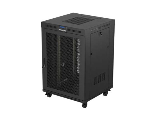 19-дюймова автономна стійка 22U/800×800 (у розібраному вигляді) з сітчастими дверцятами для РК-дисплея, чорна, LANBERG V2