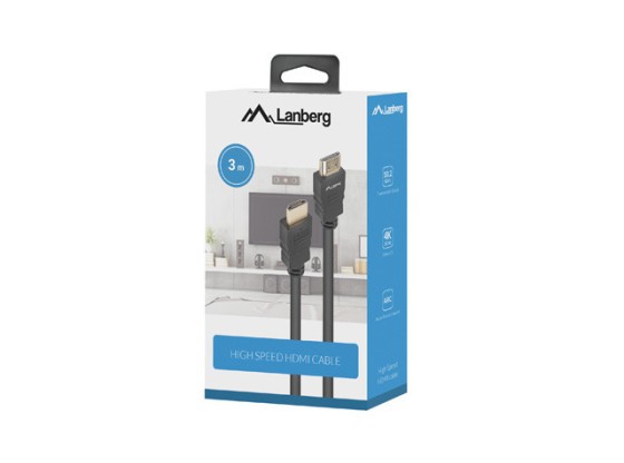 Кабель HDMI M/M версії 1.4, довжиною 3 м, CCS, чорний, LANBERG