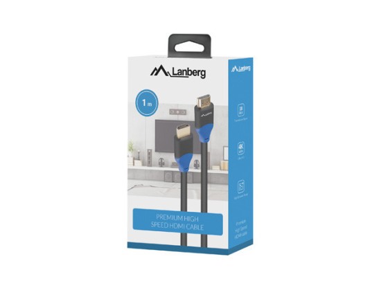 Кабель HDMI M/M V2.0, 1 м, 4K, мідний, чорний, LANBERG