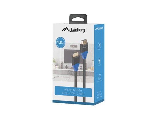 Кабель HDMI M/M V2.0, 1,8 м, 4K, мідь, чорний, LANBERG