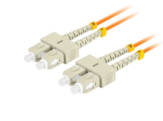 Волоконно-оптичний патч-корд MM SC/UPC-SC/UPC, дуплексний, 5 м, LSZH, OM2, 50/125, 3,0 мм, помаранчевий, LANBERG