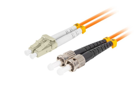 Волоконно-оптичний патч-корд MM ST/UPC-LC/UPC, дуплексний, 5 м, LSZH, OM2, 50/125, 3,0 мм, помаранчевий, LANBERG