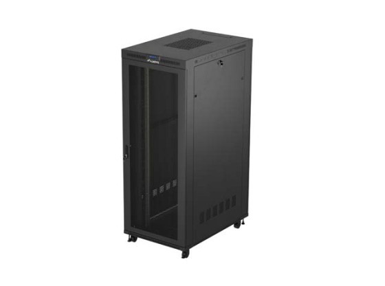 19-дюймова автономна стійка 42U/800×1200 (у розібраному вигляді) з сітчастими дверцятами для РК-дисплея, чорна, LANBERG V2