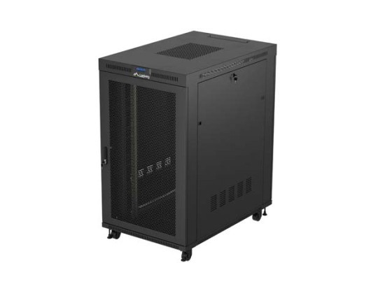 19-дюймова автономна стійка 27U/800×1200 (у розібраному вигляді) з сітчастими дверцятами для РК-дисплеїв, чорна, LANBERG