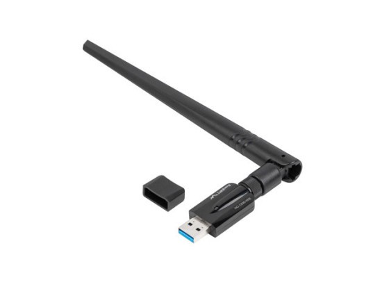 USB-адаптер, бездротова мережева карта LANBERG NC-1200-WIE AC1200, дводіапазонна, 1 внутрішня + 1 зовнішня антена