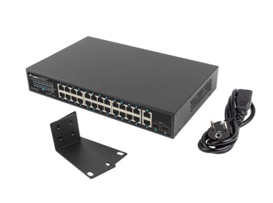 SWITCH LANBERG 24x 1 ГБ POE+/2x ГБ, 2x SFP, для 19-дюймової стійки, Gigabit Ethernet, 360 Вт
