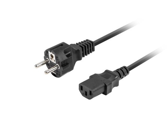 Шнур живлення CEE 7/7->IEC 320 C13, 1,8 м, сертифікований VDE, прямий, чорний, LANBERG