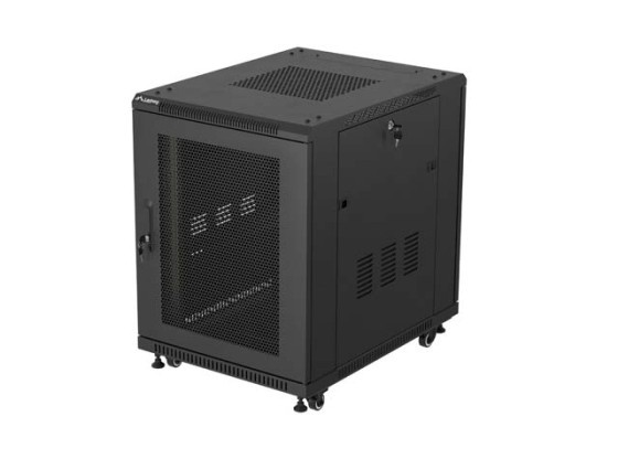 19-дюймова автономна стійка 15U/600×800 (у розібраному вигляді) з сітчастими дверцятами, чорна, LANBERG