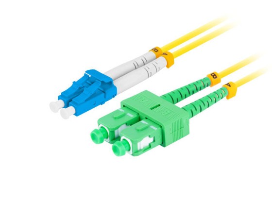 Волоконно-оптичний патч-корд SM LC/UPC-SC/APC, дуплексний, 2 м, LSZH, G657A1, 3,0 мм, жовтий, LANBERG