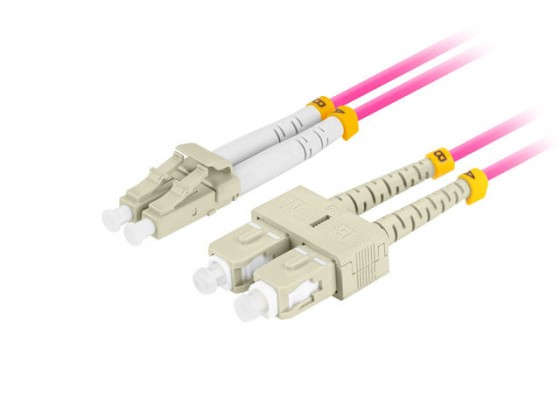 Волоконно-оптичний патч-корд MM LC/UPC-SC/UPC, дуплексний, 1 м, LSZH, OM4, 50/125, 3,0 мм, фіолетовий, LANBERG