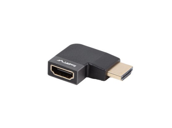 АДАПТЕР HDMI (M) → HDMI (F), 8K, ПРАВИЙ КУТОВИЙ, АЛЮМІНІЙ, СРІБНИЙ, LANBERG