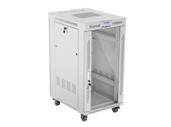 19-дюймова автономна стійка 22U/600×800 (у розібраному вигляді) зі скляними дверцятами, LCD, сіра, LANBERG V2