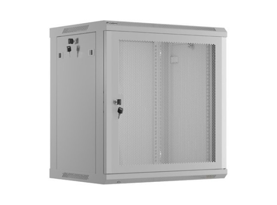 19-дюймова настінна стійка 12U/600×450 (у розібраному вигляді) з перфорованими дверцятами, сіра, LANBERG