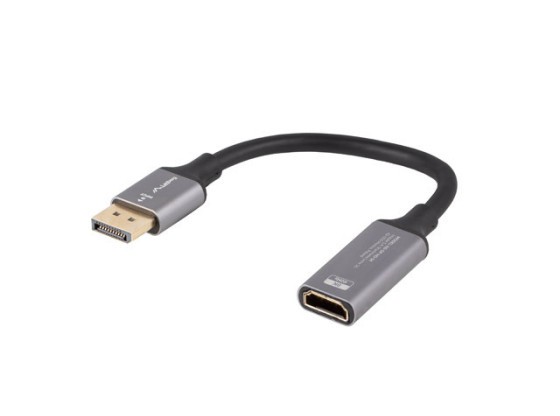 АДАПТЕР DISPLAYPORT (M) → HDMI (F) 8K НА КАБЕЛІ 20 СМ, СРІБНИЙ, LANBERG