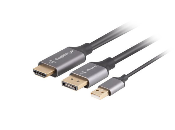 Кабель HDMI (M) → DisplayPort (M), 1,8 м, 4K, чорний, LANBERG