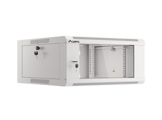 19-дюймова настінна шафа RACK 4U/600 із скляними дверцятами, сіра, LANBERG (у зібраному вигляді)