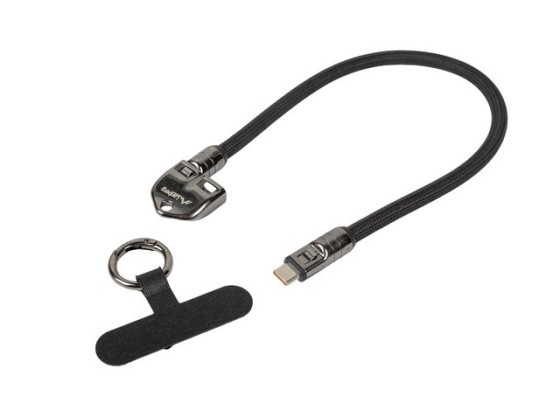Кабель USB-C M/M з ремінцем для носіння / брелоком, 0,3 м, 240 Вт, чорний, LANBERG