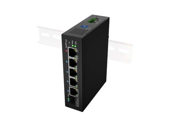 КОМУТАТОР LANBERG ILFE-4P-1GE-1S-90 POE 1XBT 3XAT SFP/ETH DIN, БЕЗ УПРАВЛІННЯ, FAST ETHERNET