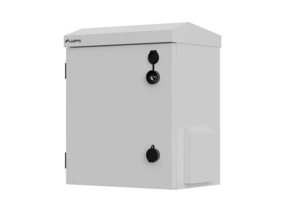 Рак-шафа 10" для настінного/стовпового кріплення, IP55, герметична, 320×220×400, сіра, LANBERG (у зібраному вигляді)