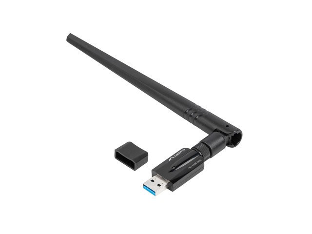 USB-адаптер, бездротова мережева карта LANBERG NC-1200-WIE AC1200, дводіапазонна, 1 внутрішня + 1 зовнішня антена