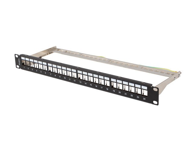 ПАНЕЛЬ ПІДКЛЮЧЕННЯ, ПОРОЖНЯ, 24 ПОРТИ, 1U, 19", FTP, ДЛЯ МОДУЛІВ KEYSTONE, ЧОРНА, LANBERG