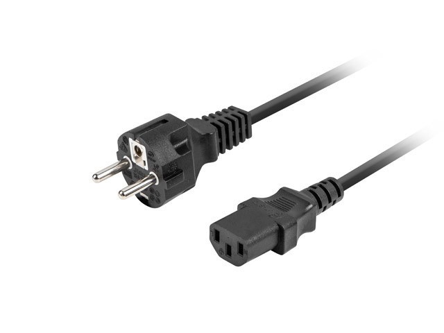 Шнур живлення CEE 7/7->IEC 320 C13, 1,8 м, сертифікований VDE, прямий, чорний, LANBERG